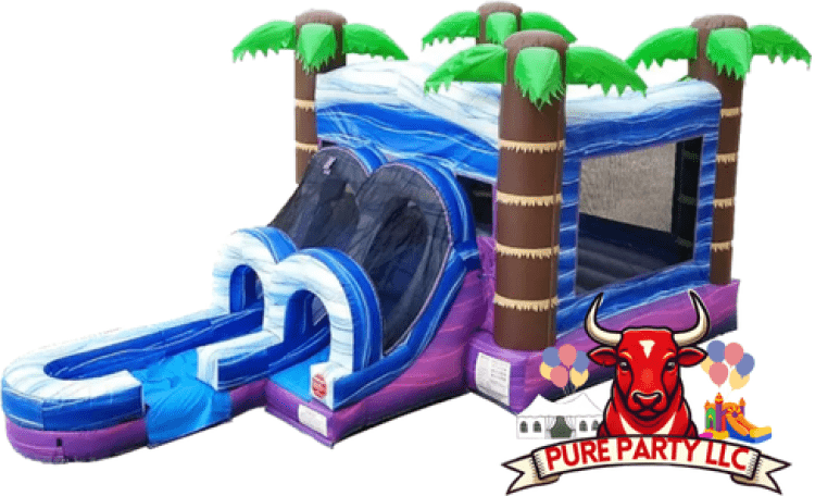 Tropical Water Slide Bounce House Combo