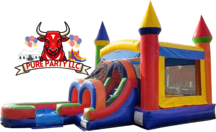 Modern Rainbow Water Slide Bounce House Combo