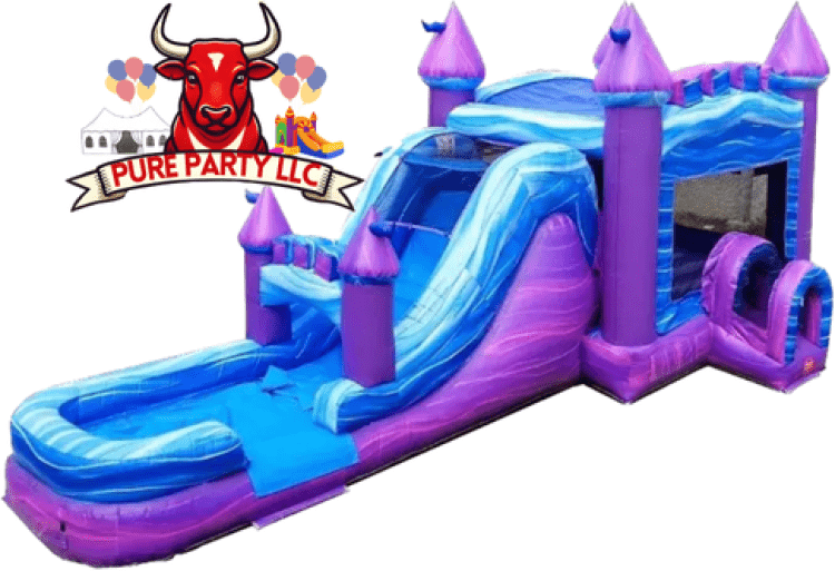 Mega Purple Marble Water Slide Bounce House Combo