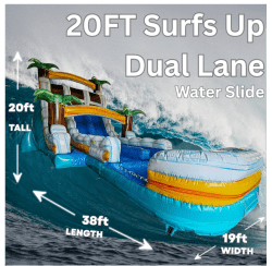 20ft Surfs Up Dual Lane Water Slide