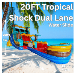 20ft Tropic Shock Dual Lane Water Slide