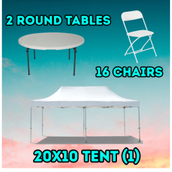 20x10 Tent / Round Table / Chair Package