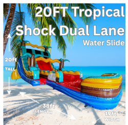 20ft Tropic Shock Dual Lane Water Slide