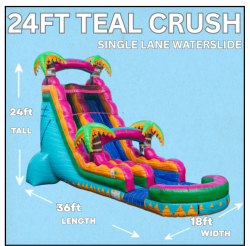 24ft Teal Crush Single Lane Waterslide Georgetown Delaware tiny 17 The Shade & Slide